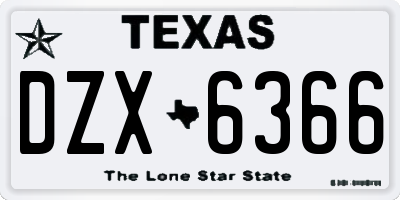 TX license plate DZX6366