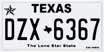 TX license plate DZX6367