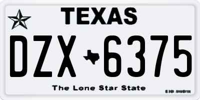 TX license plate DZX6375