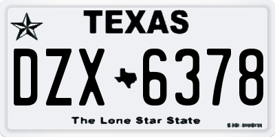 TX license plate DZX6378