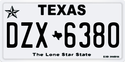 TX license plate DZX6380