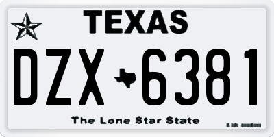 TX license plate DZX6381