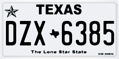 TX license plate DZX6385