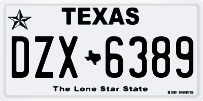 TX license plate DZX6389