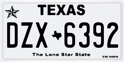 TX license plate DZX6392
