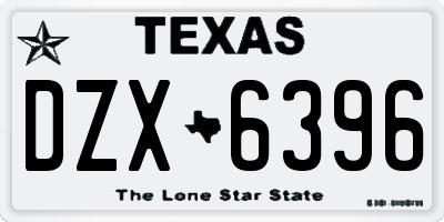 TX license plate DZX6396