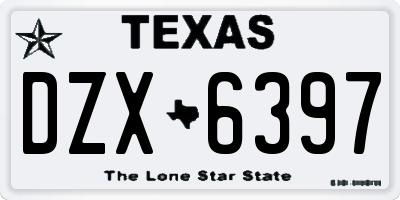 TX license plate DZX6397