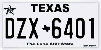TX license plate DZX6401