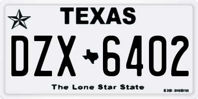 TX license plate DZX6402