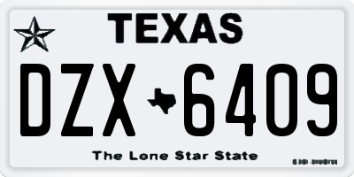 TX license plate DZX6409