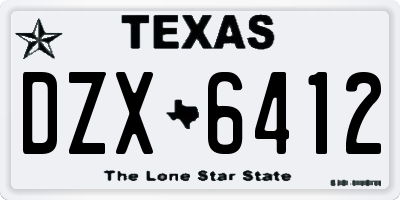 TX license plate DZX6412