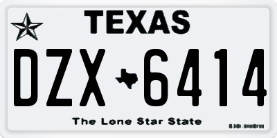 TX license plate DZX6414