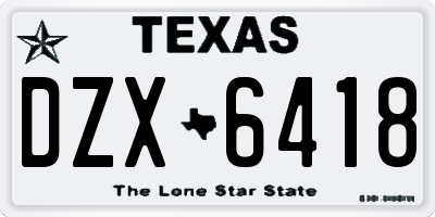 TX license plate DZX6418