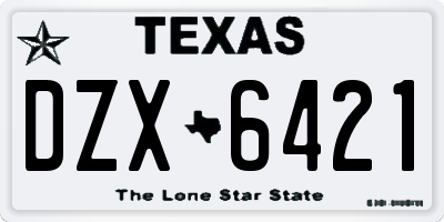 TX license plate DZX6421