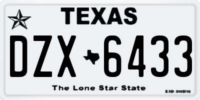TX license plate DZX6433