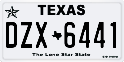 TX license plate DZX6441