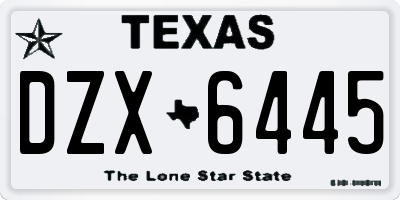 TX license plate DZX6445