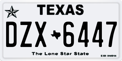 TX license plate DZX6447