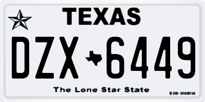 TX license plate DZX6449
