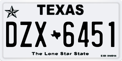 TX license plate DZX6451