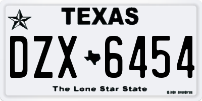 TX license plate DZX6454