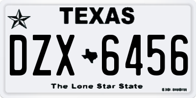 TX license plate DZX6456