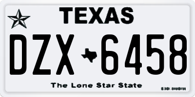 TX license plate DZX6458