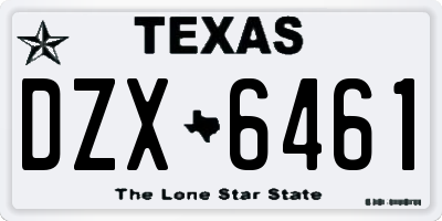 TX license plate DZX6461
