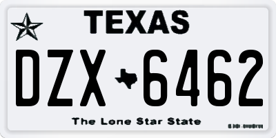 TX license plate DZX6462