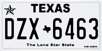 TX license plate DZX6463