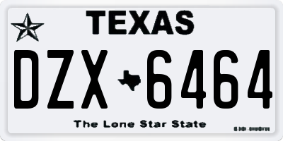 TX license plate DZX6464