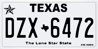 TX license plate DZX6472