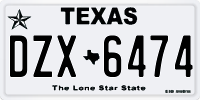 TX license plate DZX6474