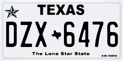 TX license plate DZX6476