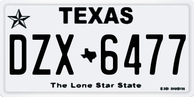 TX license plate DZX6477