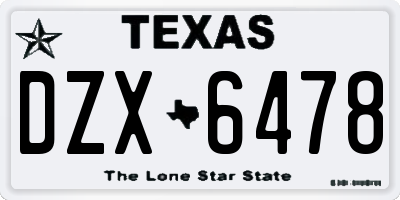TX license plate DZX6478