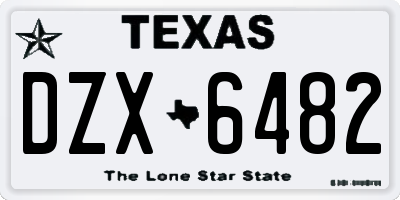 TX license plate DZX6482