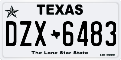 TX license plate DZX6483