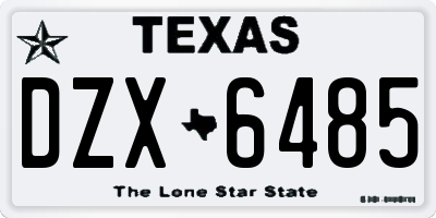 TX license plate DZX6485