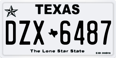 TX license plate DZX6487