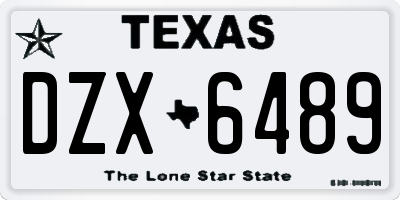 TX license plate DZX6489