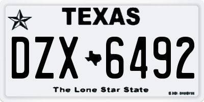 TX license plate DZX6492