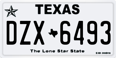 TX license plate DZX6493