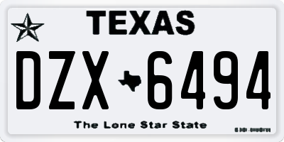 TX license plate DZX6494