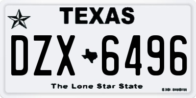 TX license plate DZX6496