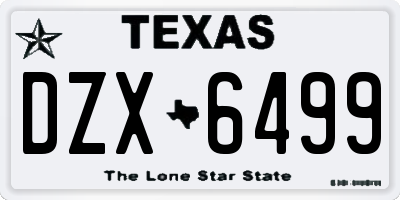 TX license plate DZX6499