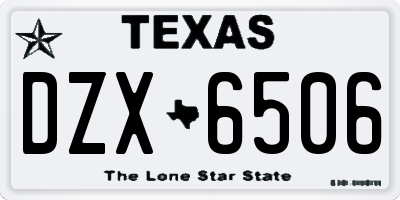 TX license plate DZX6506