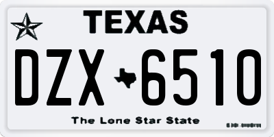 TX license plate DZX6510