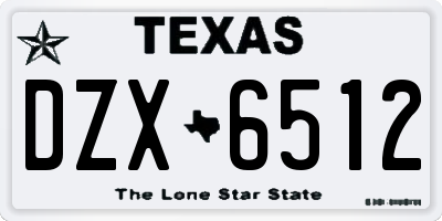 TX license plate DZX6512