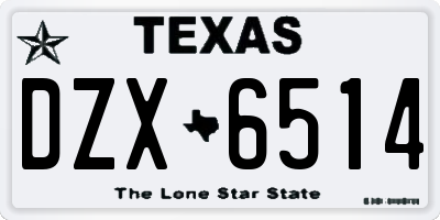 TX license plate DZX6514